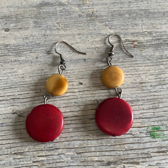 Jewelry - Beautiful red mustard, dangle earrings